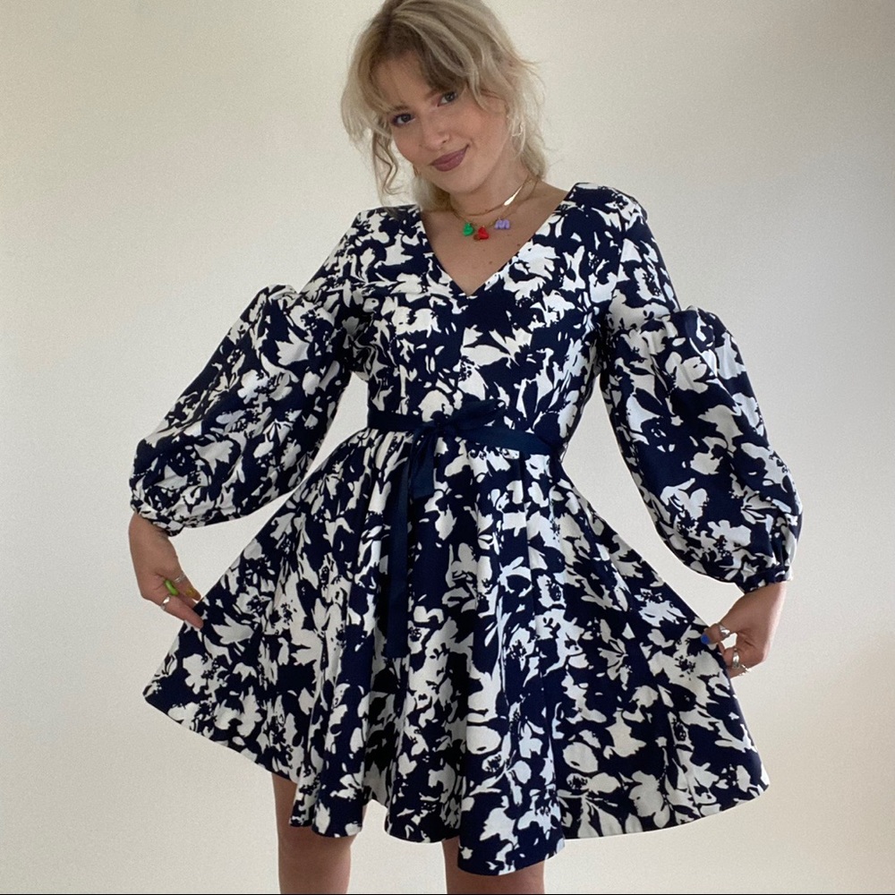 Archive Alexis puff sleeve dress with a waist tie
